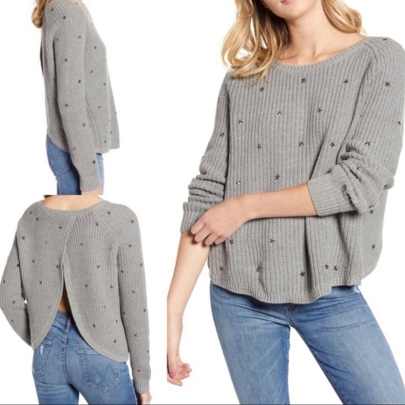 Wildfox Erica Star Studded Split Back Sweater Size S - Picture 2 of 11